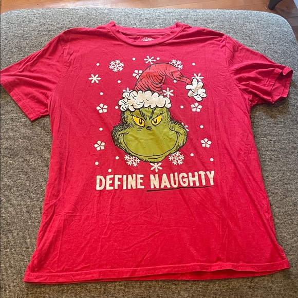 Red Grinch Define Naughty T-Shirt - Picture 1 of 4
